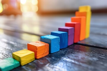 Aufkleber - Colorful block graph representing business statistics, financial data analysis, and market research, showcasing performance measurement, economic growth, Gernerative AI
