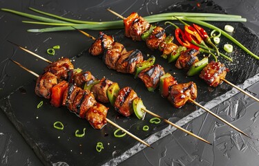 Sticker - Grilled Meat Skewers With Green Peppers and Tomatoes