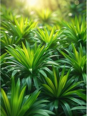 Wall Mural - summer background with tropical palm leaves and branches