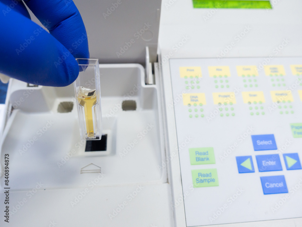 Spectrometer Using Liquids Study of liquids using a laboratory spectrophotometer. Stock Photo ...