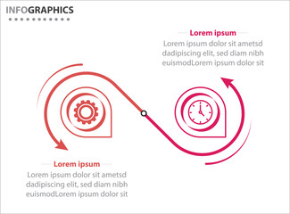 Wall Mural - Two infographics element. Vector illustration. Vector business template for presentation. Timeline with 2 option. Vector Infographic label design template with icons and 2 options or steps.