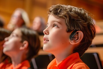 A Young Boys Focused Gaze During an Auditorium Performance