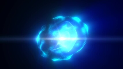 Wall Mural - blue energy magic sphere round high-tech digital ball core of light rays waves lines and energy part