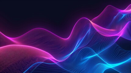 Sticker - Abstract geometric wallpaper with neon ribbons and glowing yellow, red and blue lines in 3D on black background