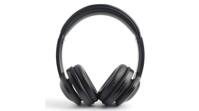 Black headphones music accessories on white background