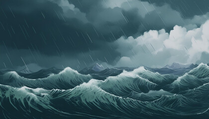 Wall Mural - Abstract, storm clouds and outdoor climate change background for environment, weather