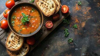 Sticker - Tomato Basil Soup With Toasted Bread and Fresh Basil