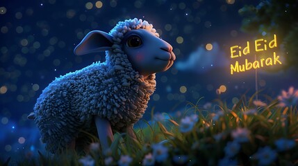 Wall Mural - A cute and cuddly lamb proudly showcasing an 