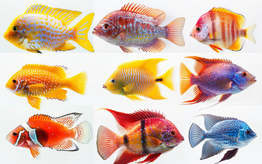 Wall Mural - Collection of Vibrant Fish Species