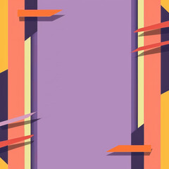 Sticker - Abstract geometric border frame design with colourful layers in purple, orange, and yellow, creating a modern and stylish background for text.