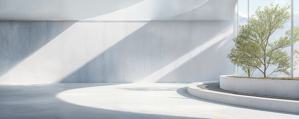 Wall Mural - empty minimal abstract architecture building interior or exterior concrete design with open space fl
