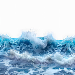 Wall Mural - ocean wave png border isolated on white background, realistic, png