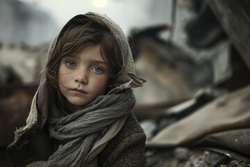 Canvas Print - a child in a refugee camp