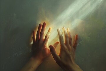 Wall Mural - hands reaching out to the light