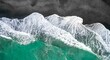 © imageBROKER - Waves on the beach, turquoise sea and black sand beach, aerial view, west coast, south island, New Zealand, Oceania