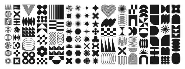 brutalist monochrome abstract shapes set for swiss simple design. vector contemporary form construct
