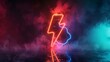 © Avve Diana  - Colorful cloud and neon lightning symbol with a stormy cumulus surrounded by a glowing thunder sign.