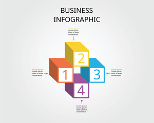 Wall Mural - square chart step template for infographic for presentation for 4 element