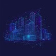 © mariodelavega - Wi-Fi smart city or network. Low poly wireframe. Building automation with computer board illustration. Isolated on a dark blue background. Plexus points and lines. Wireless smart city or network