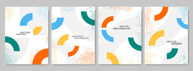 Wall Mural - vector illustration. abstract vibrant color background set. cool bright wallpapers with semi circle 