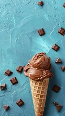 Poster - National Chocolate Ice-Cream Day concept with copy space