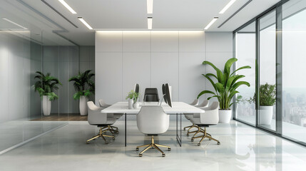 Wall Mural - modern office minimalist style interior design with furniture and plants