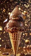 Wall Mural - National Chocolate Ice-Cream Day concept with copy space
