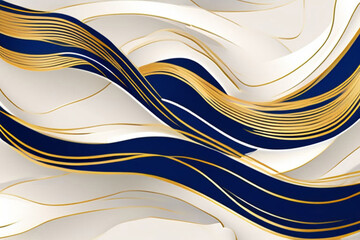 Wall Mural - navy-blue-gold-abstract-wave-line-arts-background--luxury-wallpaper-design-for-prints-wall-arts