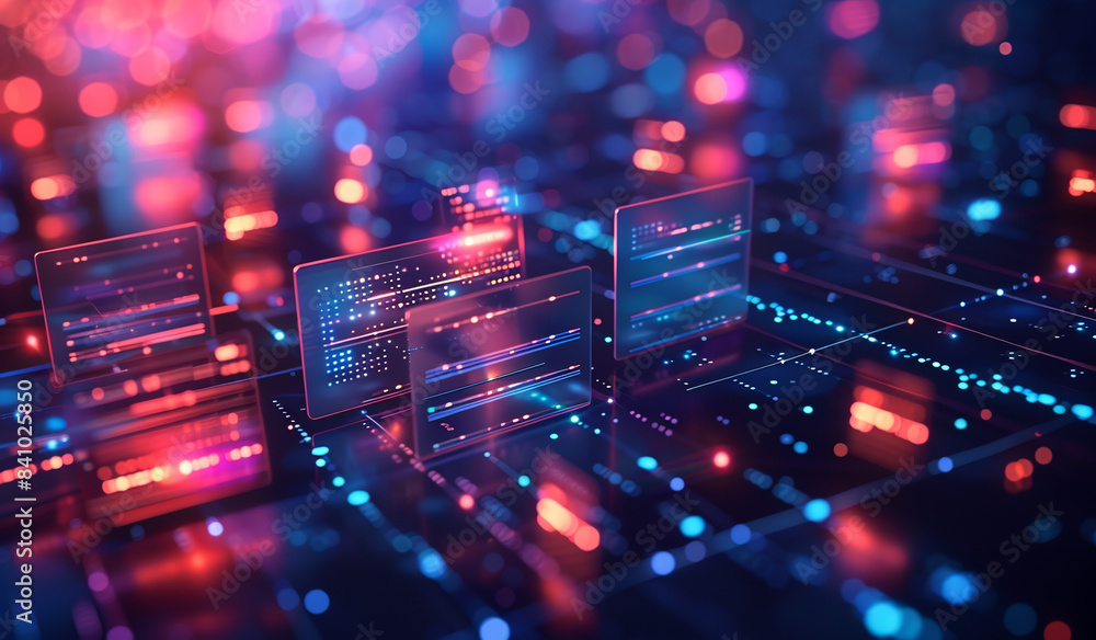 Networking File Generation Ui Abstract network grid with files and folders, futuristic software ...