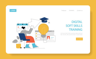 soft skills training. flat vector illustration