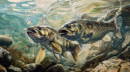 Wall Mural - Combatting fish