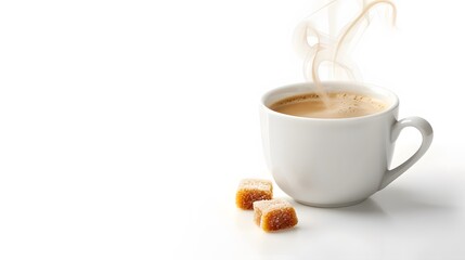 Wall Mural - Morning black coffee with sugar in white cup