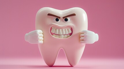 Wall Mural - Cute smiling cartoon character tooth