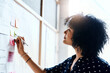 © Nikish Hiraman/peopleimages.com - Woman, creative and office with whiteboard or sticky notes, planning and writing with pen for brainstorming idea. Company, project and employee or problem solving, innovation strategist and working