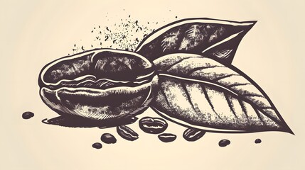 Wall Mural - coffee bean and leaf vector 