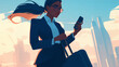 © Thumbs - Businesswoman Walking with Suitcase and Smartphone