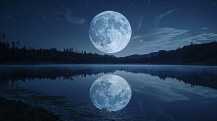 Wall Mural - the supermoons striking presence leaves a lasting impression evoking feelings of wonder and admirati