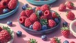 © Naknakhone - Create an image in the fashionable procreate style flat, raspberries, strawberries, blueberries. copy space for text.