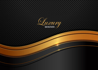 Wall Mural - curve lines realistic luxury black and gold color gradient background, elements, perfect marketing materials, Modern frame banner website, premium Illustration.