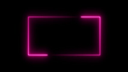 Wall Mural - Abstract neon rectangle frame animation background.