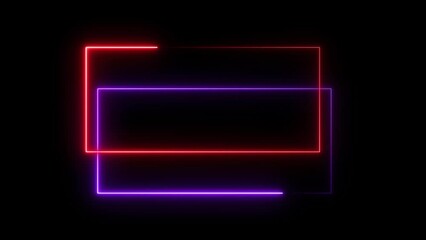 Wall Mural - Animated neon glowing rectangle frame background and seamless loop border. Futuristic light effect isolated on black background.