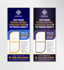 Wall Mural - trading roll up business brochure flyer banner design vertical template vector, cover presentation abstract geometric background, modern publication x banner and flag banner, layout in rectangle size.