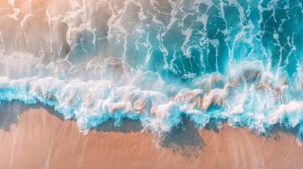 Poster - waves hitting the beach at sunset, website banner and background