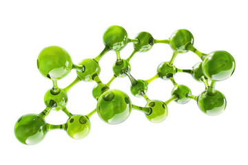 green molecular structure on white background, depicting the interconnectedness of atoms, ideal for 