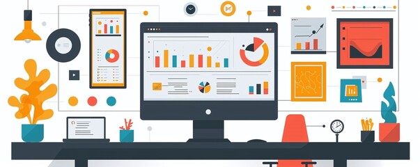 Modern flat design project management software for efficient project planning, execution, and monitoring