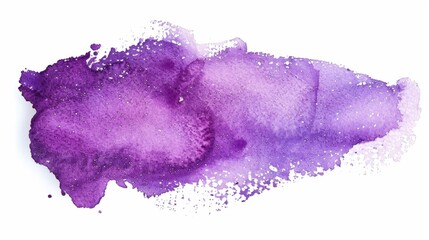 Wall Mural - A close-up of a purple watercolor stain on a white background, copy space