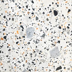 Poster - White Terrazzo Background with Grey, Black and Gold Flecks