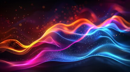 Wall Mural - Abstract neon wave, bright and colorful, futuristic design, copy space
