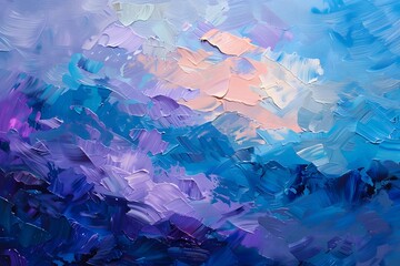 Sticker - Abstract Blue and Purple Textured Oil Painting