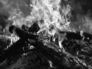 Sticker - Black and White Fire Photo